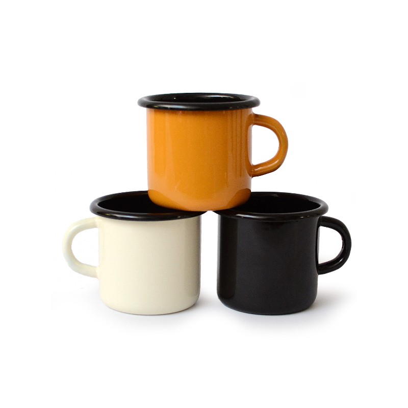 6 St. Emaille- Tasse 0,4l, innen schwarz
