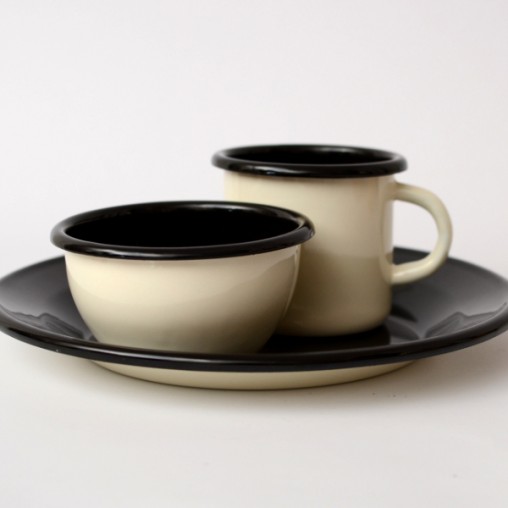 Emaille- Teller 24cm, innen schwarz