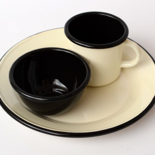 Emaille- Teller 24cm, innen schwarz