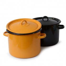 pot emaillé, intérieur noir