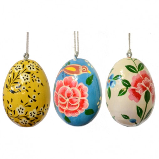 3 pcs. wooden eggs, painted