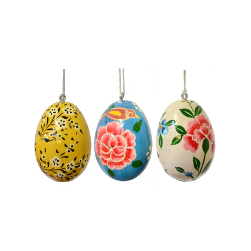 3 pcs. wooden eggs, painted