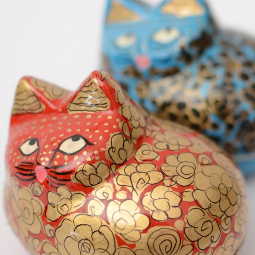 Katzen- Kiste, bemalt