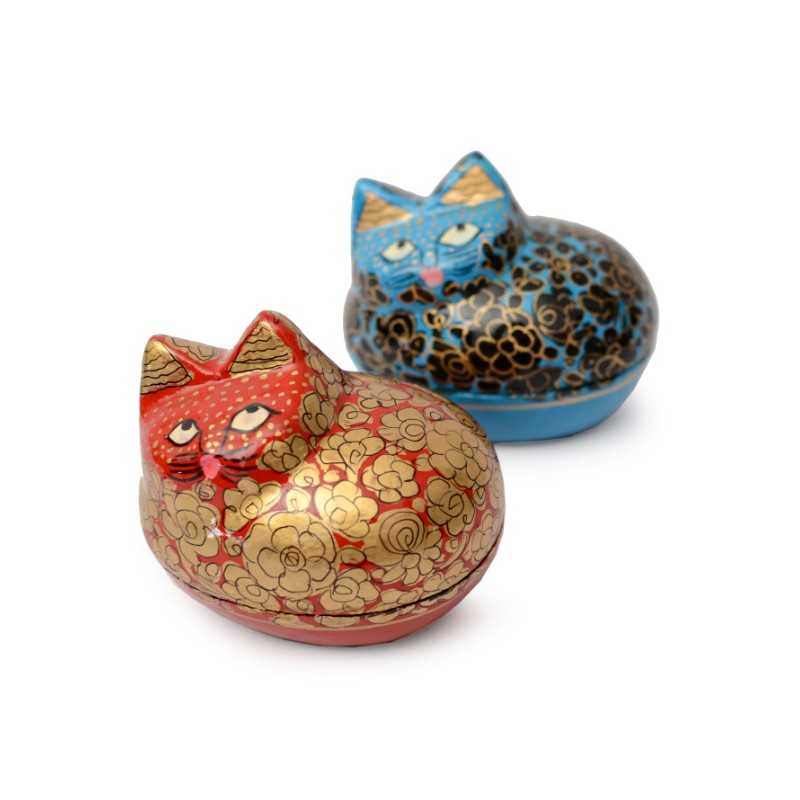 Katzen- Kiste, bemalt