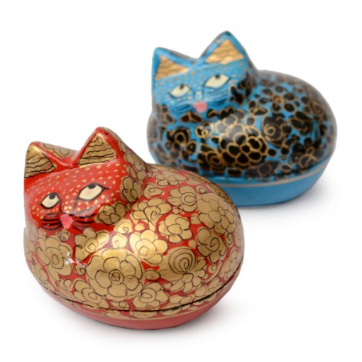 Katzen- Kiste, bemalt