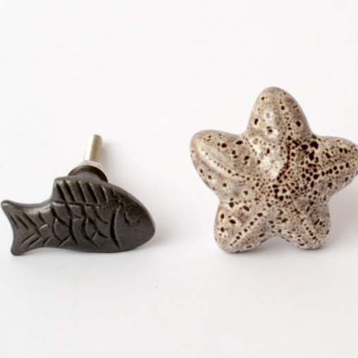 4 pcs. door knob fish and seastar