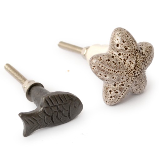 4 pcs. door knob fish and seastar
