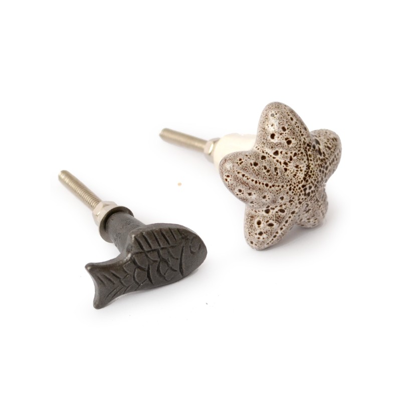 4 pcs. door knob fish and seastar